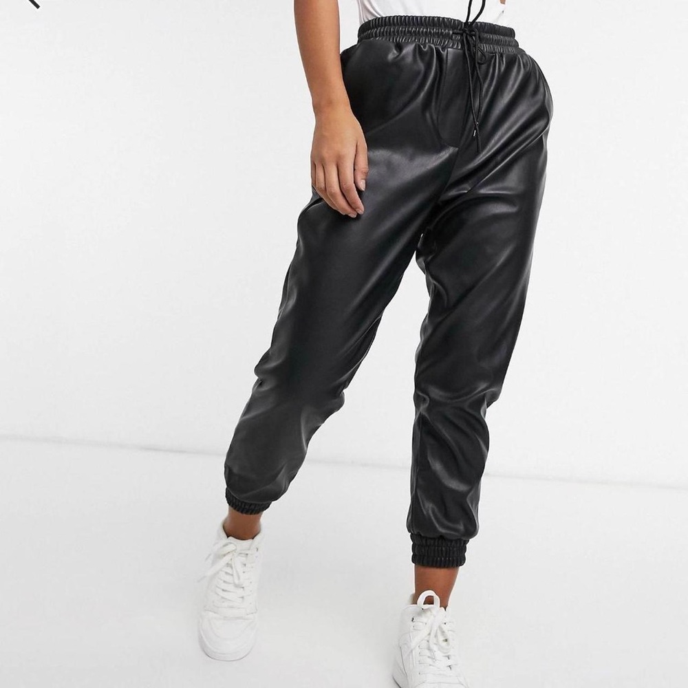Zara Faux Leather Black Jogger Pants